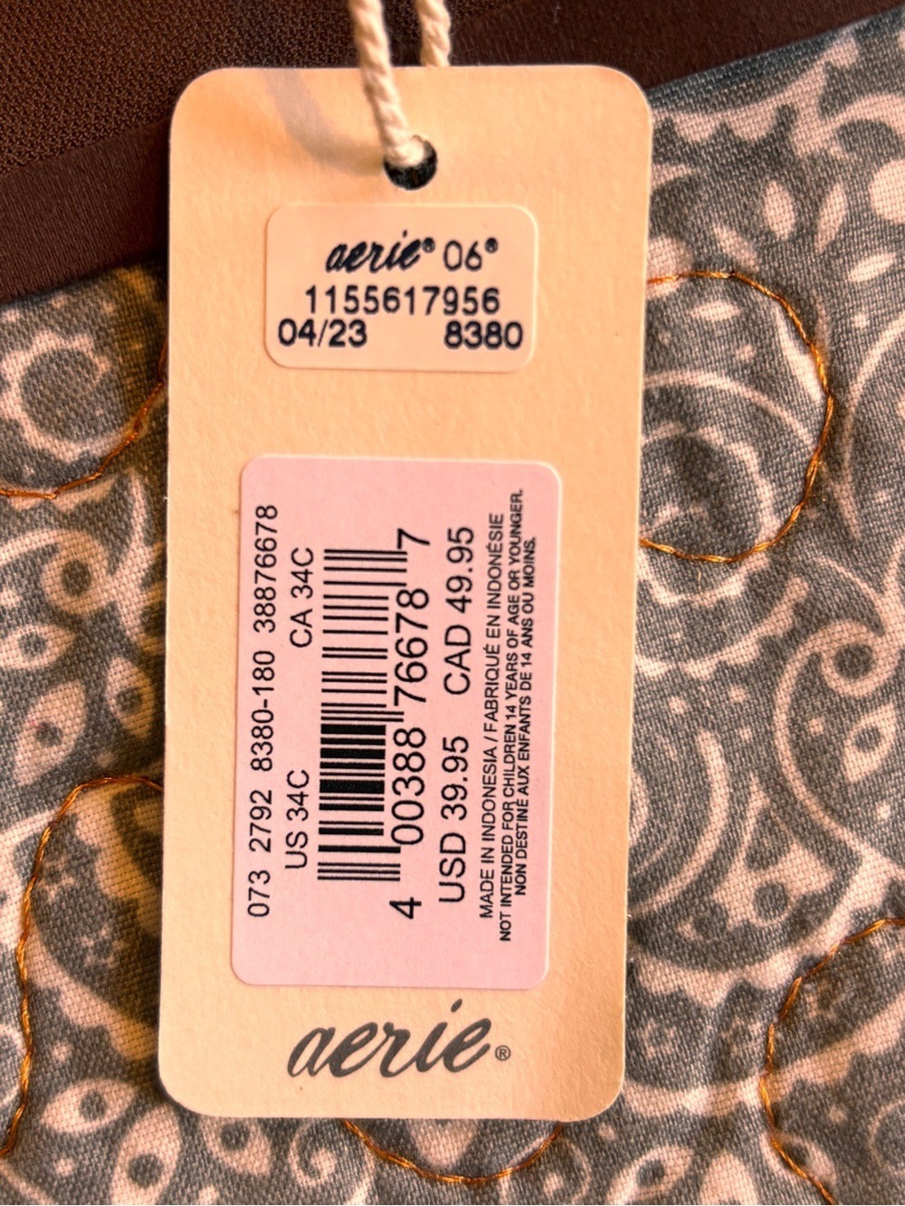 Aerie Brown Underwire Bra with Adjustable Straps 34C NWT - Picture 7 of 8